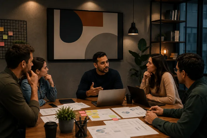 Time de founders reunido em entrevista de diagnóstico